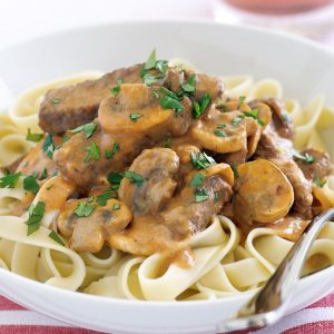 Paste cu ciuperci si carne de vita