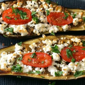 Vinete la gratar cu branza feta si menta