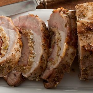 Muschi de porc umplut cu ciuperci si nuci