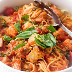 Spaghete cu sardine si capere